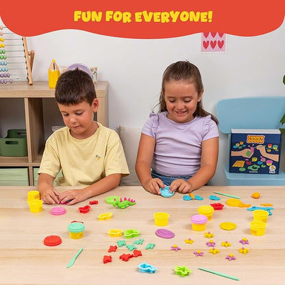 BONNYCO Play Dough Set with Molds and Goody Bags, Pack 16 Party Favors for Kids Age 3-9. Bulk Gifts, Kids Toys, Mini Birthday Games, Stocking Stuffers, Arts and Crafts Kit for Classroom