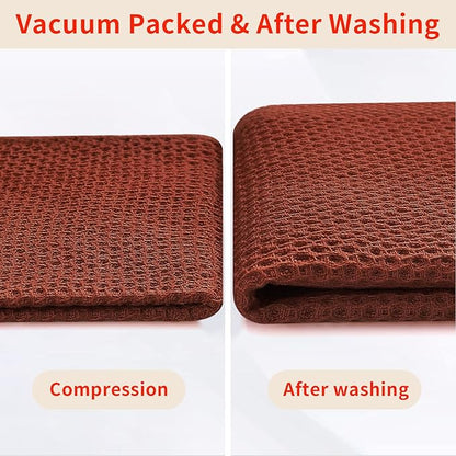 Homaxy 100% Cotton Kitchen Towels and Dishcloths Set, 12 x 12 Inches and 13 x 28 Inches, Set of 12 Bulk Kitchen Towels Set, Ultra Soft Absorbent Dish Cloths for Washing Dishes, Rust