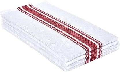 100% Cotton Herringbone Kitchen Towels – Ultra Absorbent, Fast-Drying Dish Towel – Soft, Lint-Free & Durable Tea Towels with Hanging Loop – Oversized 18x28 Inches – Red (Pack of 4)