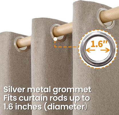BGment Short Taupe Linen Curtains 45 Inch Length 2 Panels for Bedroom, Burlap Light Filtering Window Drapes with Grommet Privacy Non See Through for Farmhouse Living Room, Each 52 Inch Wide