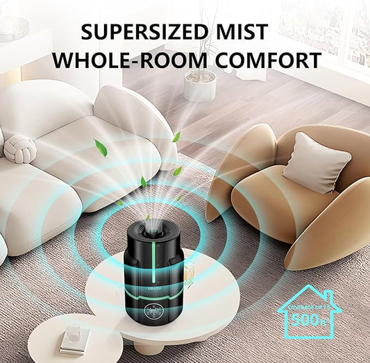 6L Humidifiers for Bedroom, 60H Runtime 26 dB Quiet Supersized Cool Mist Air Humidifiers for Large Room, Baby Nursery, Plant, Indoor, Night Light, Easy to Clean, Precise Humidity Control