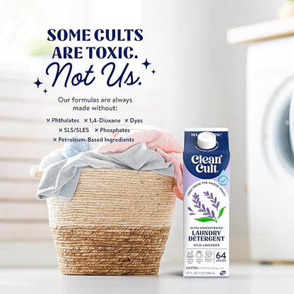 Ultra Concentrated Liquid Laundry Detergent Soap, 64 loads (32 oz), Long Lasting Scent, 90% Less Plastic, No Harsh Chemicals, Wild Lavender, Defeats Stains & Odors, HE/Standard Compatible
