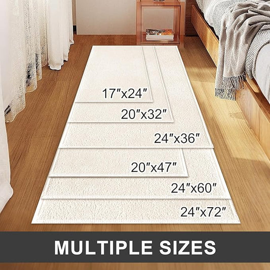 Bath Mat-Non-Slip Bathroom Floor Mats-Absorbent Quick Dry Low Pile Bathroom Rugs Fit Under Door-Bath Rug for Sink,Bathtub,Shower Room,17"×24",White