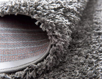 Unique Loom Solid Shag Collection Area Rug (12' 4" Round, Graphite Gray)