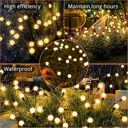 OZS 12 Pack Total 96 LED Solar Garden Lights Fairy Outdoor - Solar Firefly Lights Outdoor, Sway by Wind, Waterproof for Garden Patio Pathway Fairy Decoration (Warm White)