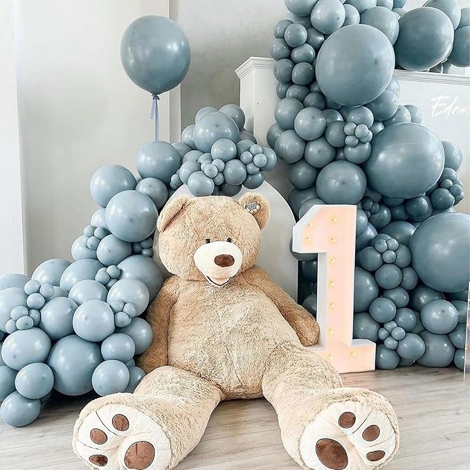 Slate Blue Balloons 5 Inch, 60Pcs Small Dusty Latex 5'' Mini Matte Retro Sea Helium for Birthday Boho Baptism Wedding Party Decorations