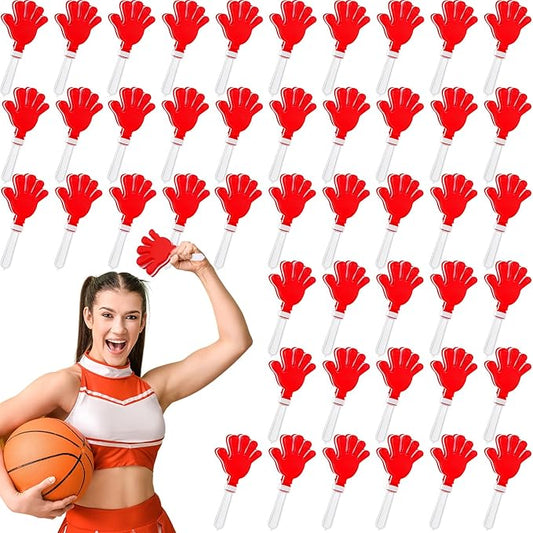 Junkin 48 Pcs Hand Clappers Bulk 7. 5 x 3. 5 Inches Noise Makers Party Favors Clapping Noise Maker Clacker for Birthdays Game Prizes Rewards Football Sporting Events Cheers Supplies (Red,White)