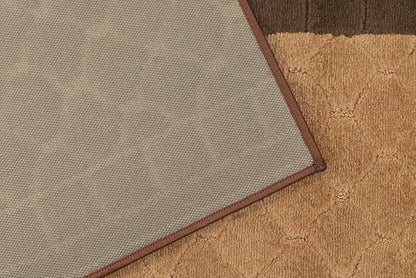 Washable Custom Size Runner Rug Volley Abstract Design Brown, (3 Feet Length x 26 Inch Width) Custom Cut Slip Resistant Rubber Backing Runner Rugs, Extra Long Runner Rugs for Hallways