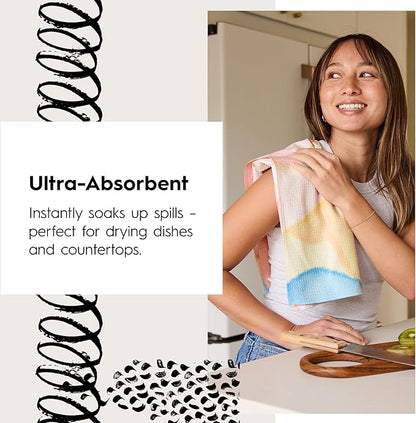 GEOMETRY Spring Kitchen Towels - Quick Dry Microfiber Cloth Spring & Summer Dish Towels for Kitchen Drying - Premium Quick Dry Towel - Cute Banana Lines, 18" x 30" - 1-Pack