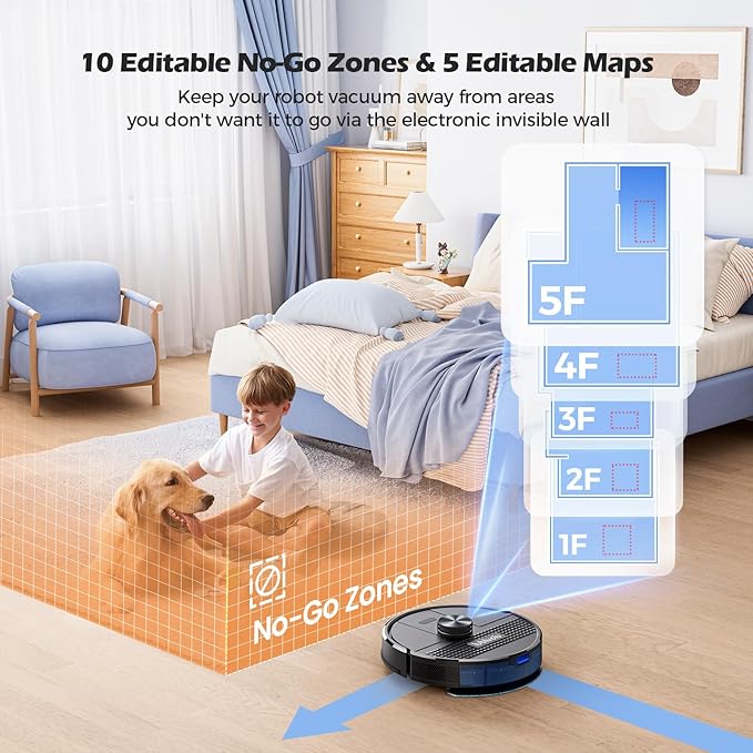 Lubluelu Robot Vacuum and Mop Combo, 5500Pa Robot Vacuum Cleaner with LDS9.0 LiDAR Navigation, Self-Empties for 60 Days, No-Go Zones, WiFi/App/Alexa Control, Ideal for Hard Floors, Carpet (SL68 Plus)