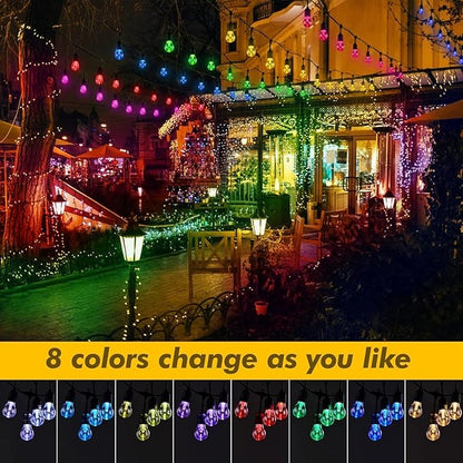 RGB Solar String Lights 144FT, IP65 Waterproof Dimmable Outdoor String Lights - Shatterproof Bulbs, 8 Modes Patio Lights for Garden, Cafe