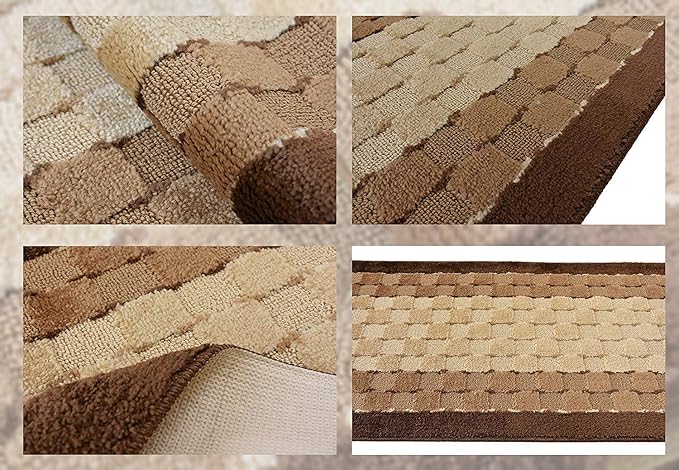 Custom Cut Hallway Runner Rug, Slip Resistant, 31 Inch Wide X Your Choice of Length, Checkered Brown, 31 Inch X 5 feet