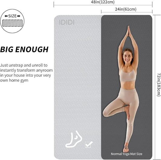 8mm Large Yoga Mat (6'x 4') - Extra Long and Wide 72 x 48 x 0.32 inches, Non-Slip POE Fitness Mat, Eco-Friendly, Thick Wide Exercise Mat for Home Workouts,Ideal for Yoga and Pilates.