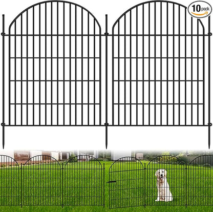 HIGH 10 Panels Garden Fence 36in H x 22.5ft L with Gate, No Dig Dog Fence Animal Barrier, Decorative Rustproof Metal Garden Edging Border Panel Fencing for Outdoor, Yard, Patio