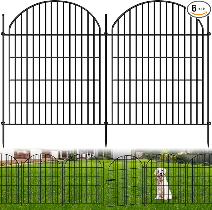 6 Panels 36in H x 13.5ft L Garden Fence, Animal Barrier, Decorative Rustproof Metal No Dig Fence Panels, Garden Edging Border Panel Fencing for Outdoor, Yard, Patio