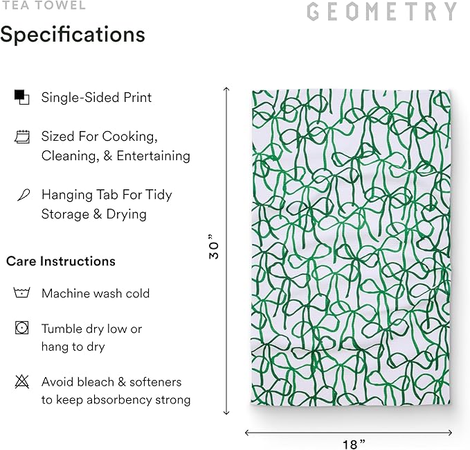 GEOMETRY Christmas Kitchen Towels - Quick Dry Microfiber Cloth Dish Towels for Kitchen Drying - Premium Quick Dry Towel 2-Pack Set - Holly Jolly