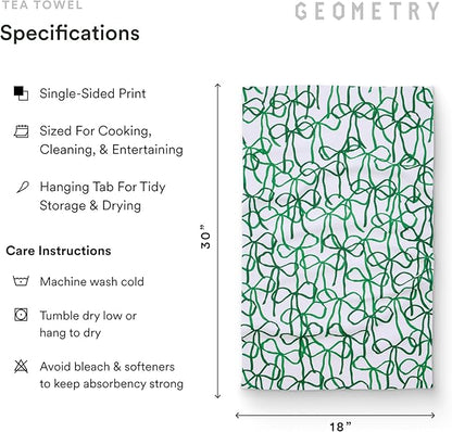GEOMETRY Christmas Kitchen Towels - Quick Dry Microfiber Cloth Dish Towels for Kitchen Drying - Premium Quick Dry Towel 2-Pack Set - Holly Jolly