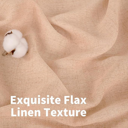 YoungsTex Peach Linen Semi Sheer Curtains 84 Inches Length 2 Panels for Bedroom, Light Filtering Drapes with Bronze Grommet Window Treatments for Dining Living Room, 52 x 84 Inch