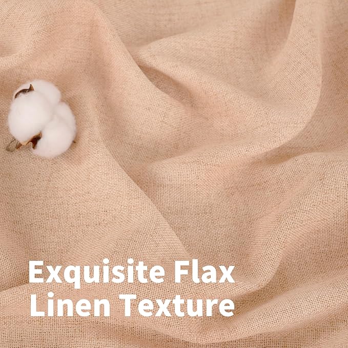 YoungsTex Peach Linen Curtains 72 Inches Long for Living Room, Coral Drapes Semi Sheer with Bronze Grommet Light Filtering Textured for Bedroom Dining Spring Decor, 52 x 72 Inch, 2 Panels
