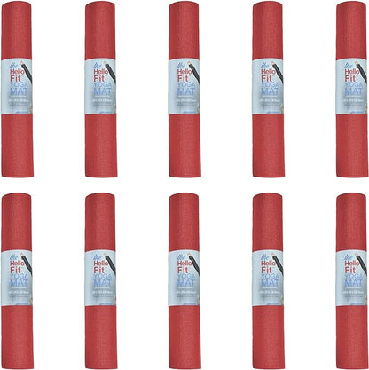 Hello Fit 10-Pack Yoga Mat, 68" x 24" Non Slip Exercise Mat, 4mm Thick Gym Mat for Fitness and Stretching, Bulk Non Toxic Yoga Mats for Schools and Studios