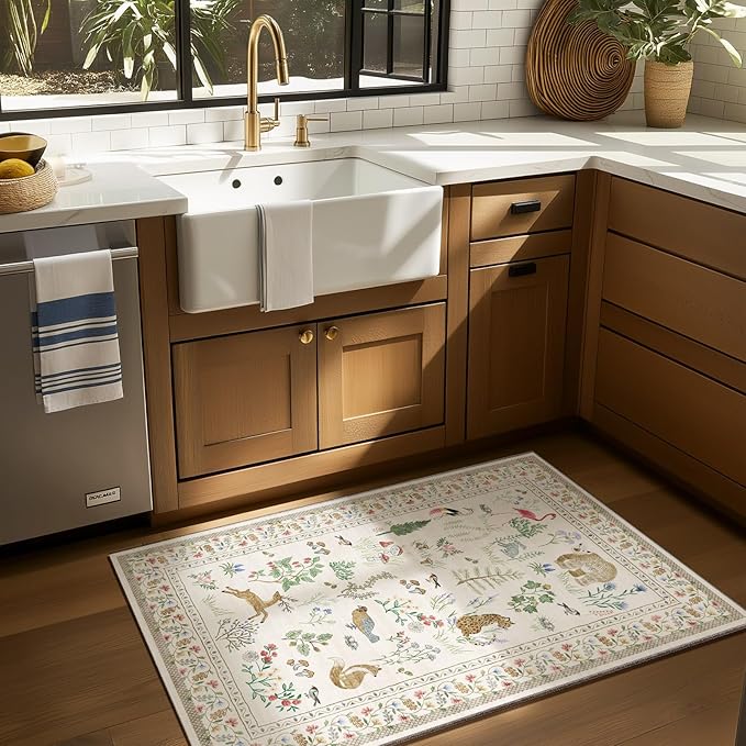 Machine Washable Throw Rugs for Entryway: Door Mat Indoor Entrance 2x3 Rug Small Area Rug Non-Slip Low Pile Kitchen Rugs for Entrance Front Door Indoor Entry Bedside Living Room