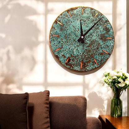 Handmade Copper Wall Clock Artisan Touch in Every Piece - Tree of Time Wall Decor Clock for Living Room, Office, Kitchen & Bedroom (Pure Copper, 17.7)