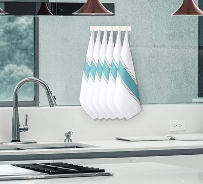 Goroly Home 100% Cotton Kitchen Dish Towel Set of 6 Pack, Highly Absorbent Quick Drying, Machine Washable and Reusable Ultra Soft Tea Towel with Hanging Loop for Cleaning Dishes, 20x28 Inch Teal