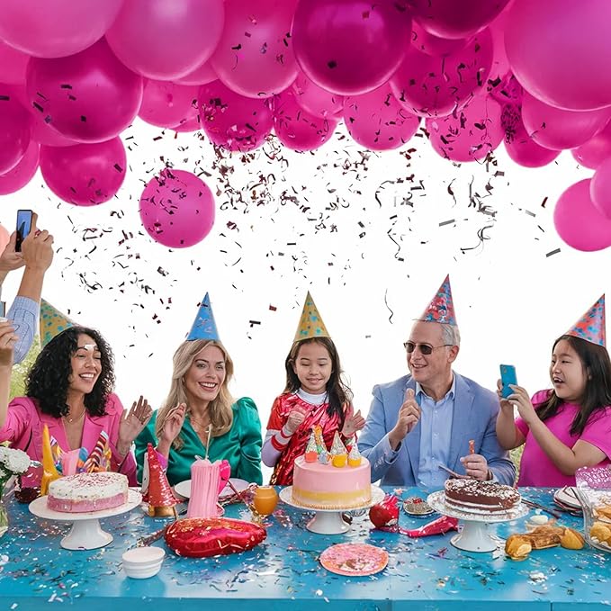 Hot Pink Balloons, 12 Inch 30 Pcs Bright Neon Pink Party Balloon Magenta Fuschia Helium Balloon for Women Girls Birthday Princess Wedding Bridal Shower Summer Wedding Party Decor
