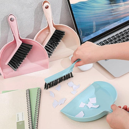 Sliner 18 Pack Mini Dustpan and Brush Set Plastic Dust Pans with Brush Small Broom and Dustpan Set Mini Broom Dust Pan for Home Office Kitchen Table Desktop Floor Cleaning Supplies(Blue, Pink,Beige)