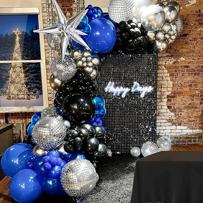 Dark Blue and Black Balloon, 60 Pcs 12 Inches Navy Blue and Metallic Silver Balloons for Kids Adults Birthday Space Party Wedding Baby Shower