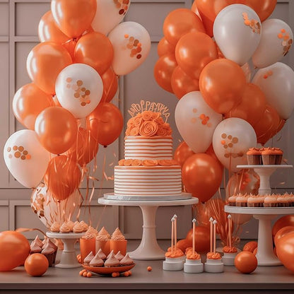 130PCS Orange Balloons, Latex Balloons Different Sizes 18/12/10/5 Inch, Helium Balloons with Ribbon, Party Balloon Set for Birthday Wedding Graduation Anniversary Baby Shower Decorations.