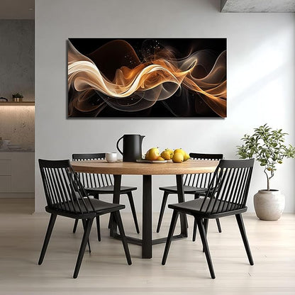JuhaiArt Abstract Canvas Wall Art Bedroom Black Wall Decorations Gold Picture for Living Room Office 24" x 48" Lines Artwork