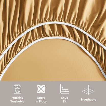 Nestl Full Sheet Set - Luxury 1800 Ultra-Soft Microfiber Full Bed Sheets - Double Brushed - Deep Pockets - Easy Fit - 4 Piece Set - Bedding Sheets & Pillowcases (Full, Camel Gold)