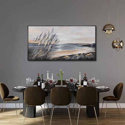 Yuaxker Large Ocean Wall Art Black and Gold Wall Decor Framed Hanging Canvas Painting Modern Aesthetic Artwork for Living Room Bedroom Dining Room Office Home Decor 30x60 Inch