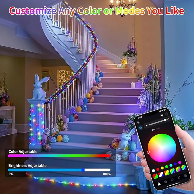 99ft Rope Lights for Outside, 300 LED String Light Outdoor Waterproof Plug in with Remote & APP Control, 16 Million Colors Changing Music Sync Fairy Lighting for Indoor Bedroom Christmas Decor
