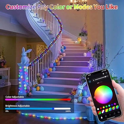 99ft Rope Lights for Outside, 300 LED String Light Outdoor Waterproof Plug in with Remote & APP Control, 16 Million Colors Changing Music Sync Fairy Lighting for Indoor Bedroom Christmas Decor