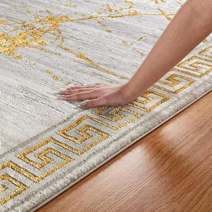 GLORY RUGS Area Rugs Marble 2x3 Cream Gold Carpet Modern Abstract Rug Living Room Dining Bedroom Rug
