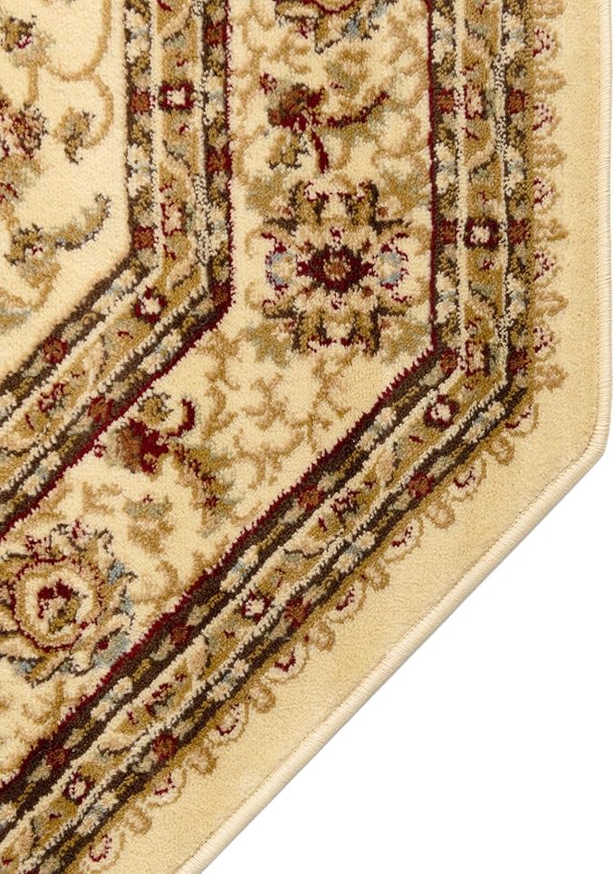 Rugs.com Aditi Collection Rug – 5' 3 Octagon Cream Low Rug Perfect for Living Rooms, Kitchens, Entryways