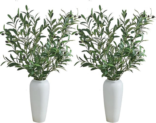 4 PCS 39 Inch Faux Olive Branches Artificial Flowers Greenery Stems Olive Tree Branch for Vase Filler Home Decor Indoor
