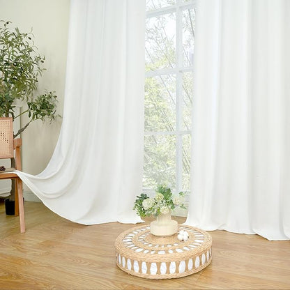 LAMIT White Linen Curtains for Living Room 78 inch Length, Thick Linen Textured Light Filtering Curtains Grommet Privacy Protected Window Drapes for Bedroom, Set of 2 Panels, 52 x 78 Inch