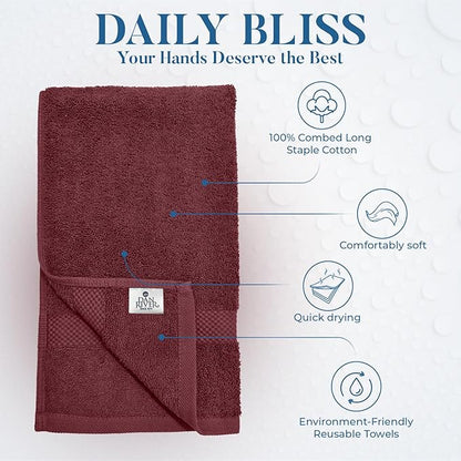 DAN RIVER 6-Pack Premium Hand Towels (16x28 Inches) - 100% Cotton, Ultra Soft, Lightweight, Highly Absorbent Towels for Bathroom, Spa, Gym, Salon, Hotel, and Travel - 550 GSM – Pomegranate