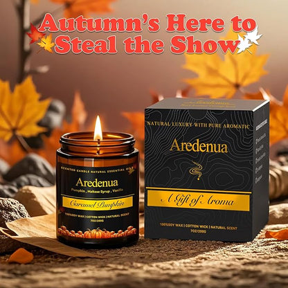Caramel Pumpkin Candles – Warm Holiday & Winter Caramel Pumpkin Aroma, Cozy Christmas Seasonal Candles Gift, Hand-Poured Soy Candle for Christmas Home Décor & Cozy Seasonal Gifting