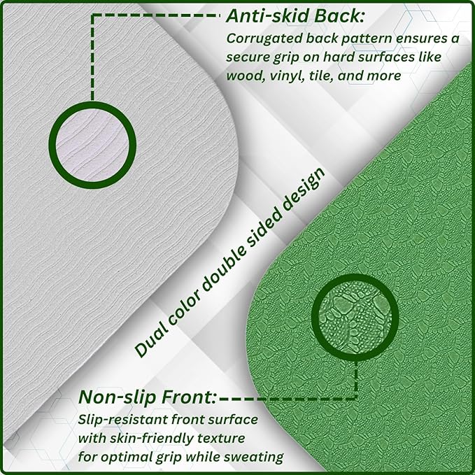 Extra Wide Yoga Mat (72”x32”x6mm) - TPE, Dual-Color, Non-Slip, w/Mesh Carry Bag & Strap