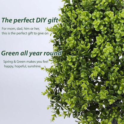Artificial Boxwood Topiary Ball Tree 22inch Fake Topiary Potted Plants for Home Office Garden Indoor Outdoor Decoration (2PACK)