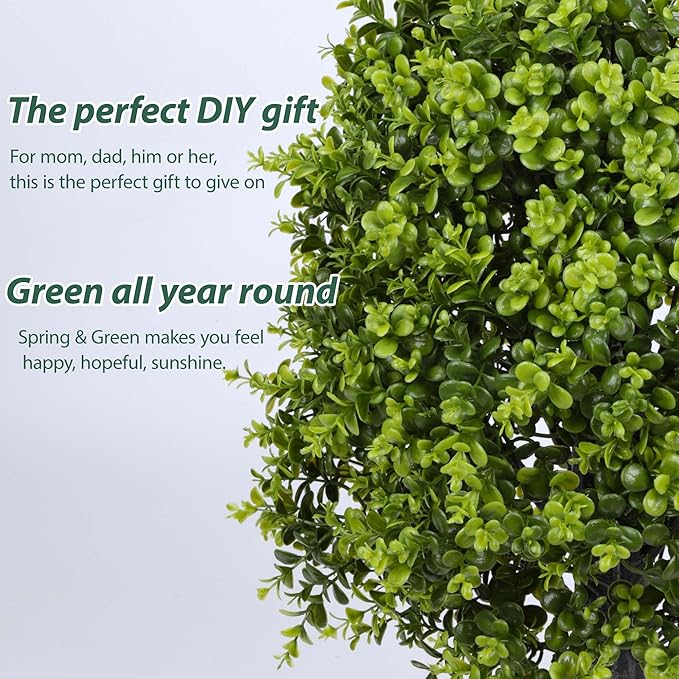 3FT Artificial Boxwood Topiary Tree Fake Topiary Potted Plants for Home Office Garden Indoor Outdoor Decoration 35INCH(2PACK)