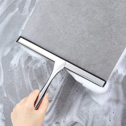Shower Squeegee for Glass Doors,12-Inch Shower Glass Squeegee, Sliver Shower Squeegee for Shower Doors,Mirror,Windows, with Shower Door Hook and Adhesive Hook