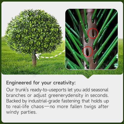 Faux Boxwood Balls for Outdoor Planters Topiary Set of 2 with Peanut Leaves,UV Resistant Artificial Shrub Bushes Trees with Spike for Porch,Indoor,Garden