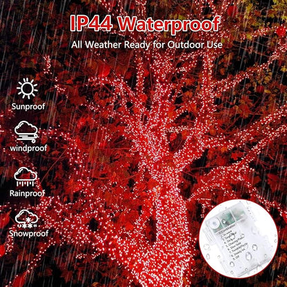 2 Pack Halloween String Lights Battery Operated with Timer, 66FT 200 LED Waterproof Battery Twinkle Lights, 8 Modes Fairy Light for Indoor & Outdoor Party Bedroom Garland Tree Christmas Decor (Red)