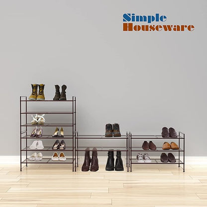 SIMPLE HOUSEWARE 3-Tier Stackable Mesh Shoe Rack, Bronze