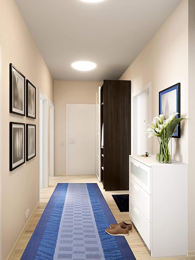 Custom Size Zebra Hallway Runner Rug Slip Resistant, 26 Inch Wide x Your Choice of Length Size, Blue, 26 Inch X 5 Feet, Sold and Priced Per Foot
